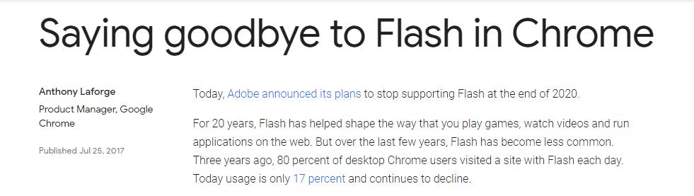 谷歌Flash兴衰史，从辉煌到时代的落幕